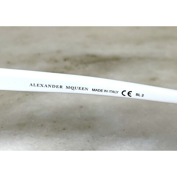 NEW! Alexander McQueen white round sunglasses Gray Lense gold studs NO ISSUES - Picture 16 of 16